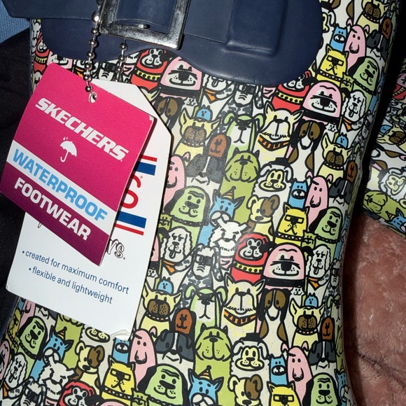 Bobs For Dogs By Skechers Women's Rain Boots Multicolor Puppies Size 7 new - Picture 2 of 4